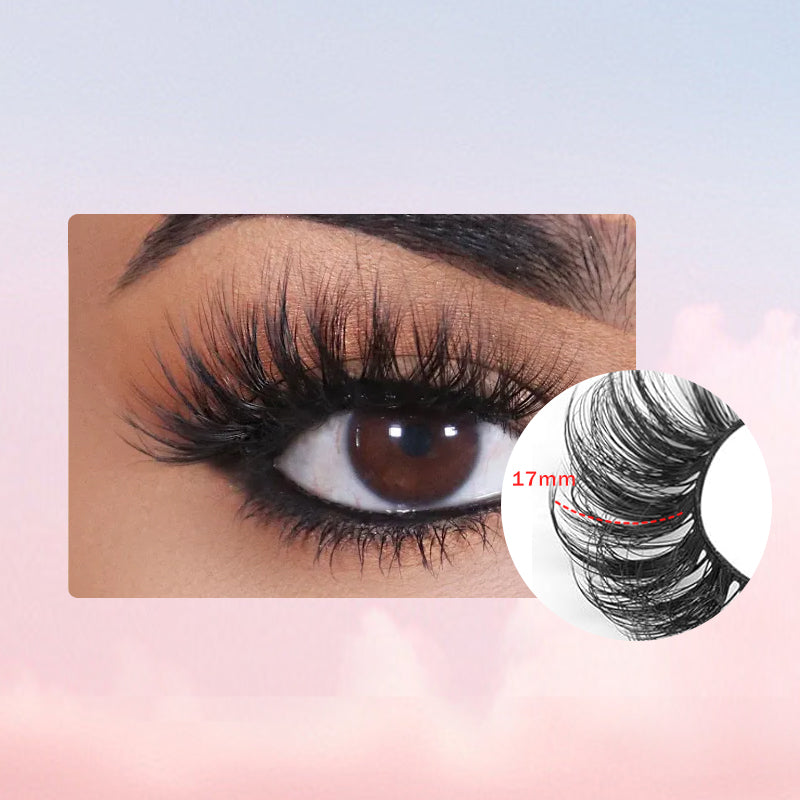 Max Volume False Lashes - Bold & Dramatic, 7 pairs + Glue, 17mm, Reusable