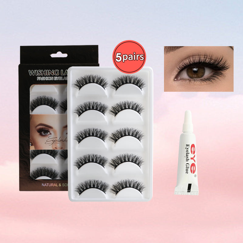 Full Volume Glam Lashes Kit - 17mm, 5 pairs + glue, Lightweight & Reusable